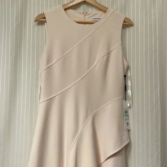 NWT!! Calvin Klein - Ruffled Fit & Flare Dress - Light Pink - Size 8 - Picture 5 of 8